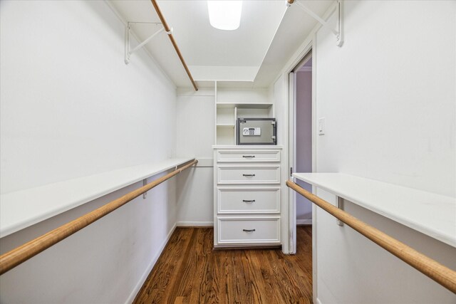 walk in closet featuring dark hardwood / wood-style flooring