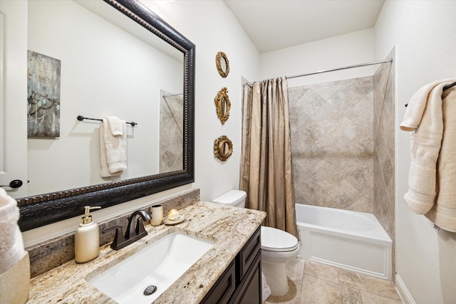 full bathroom featuring vanity, toilet, and shower / bath combo with shower curtain