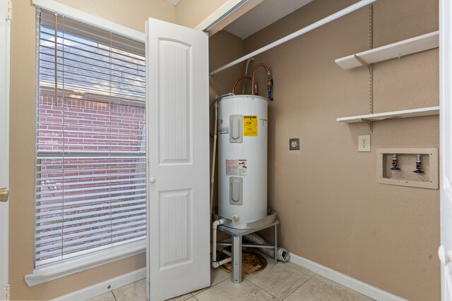 utility room featuring water heater