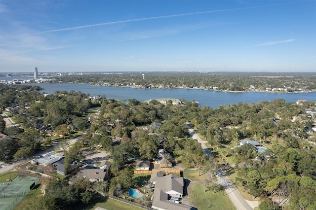 bird's eye view featuring a water view