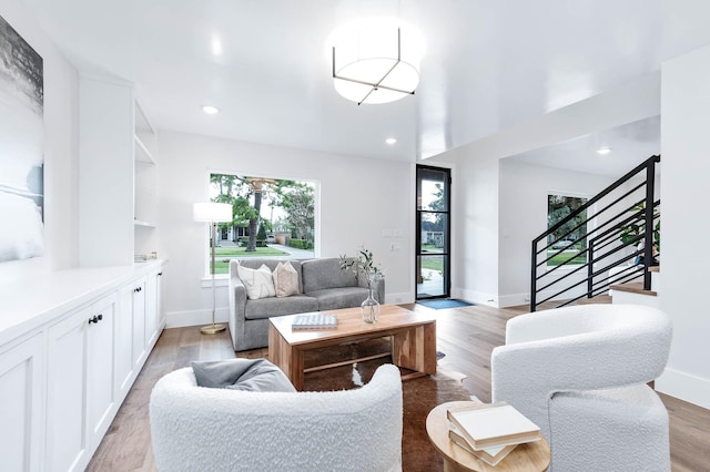 living room featuring light hardwood / wood-style flooring