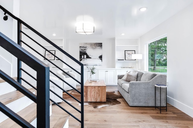 living room featuring light wood-type flooring