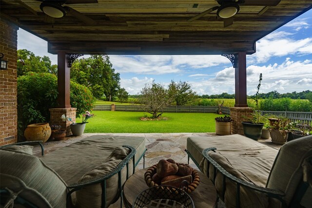 view of patio / terrace with ceiling fan