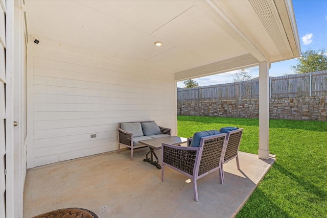 view of patio with an outdoor living space