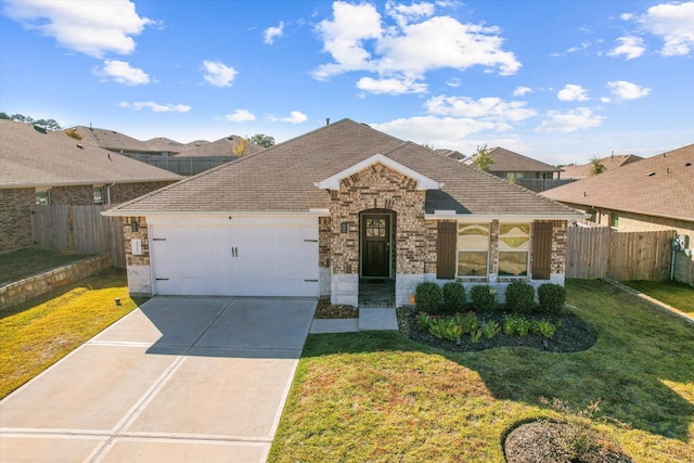 view of front of house featuring a garage and a front yard