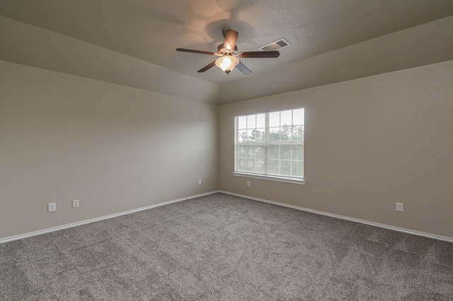 carpeted empty room with ceiling fan