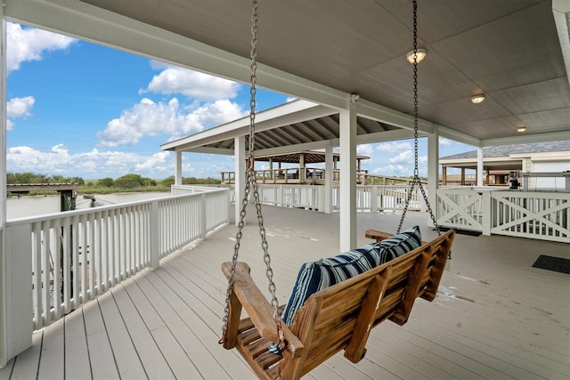 view of dock with a deck