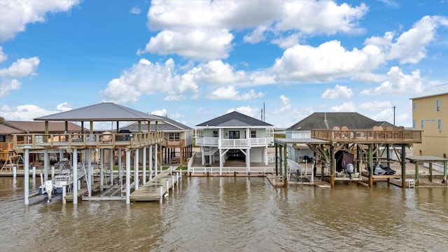 dock area featuring a water view