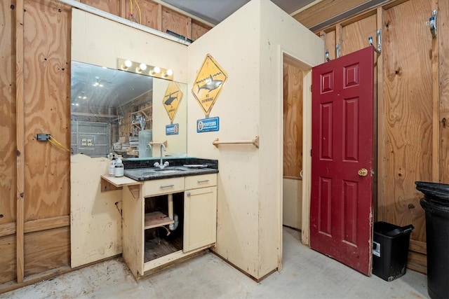 bathroom featuring vanity and concrete floors