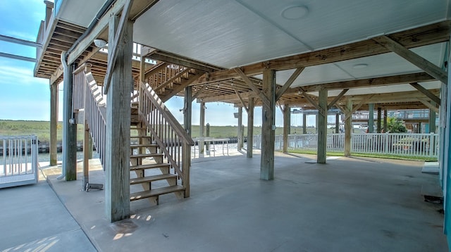 view of patio / terrace featuring a water view