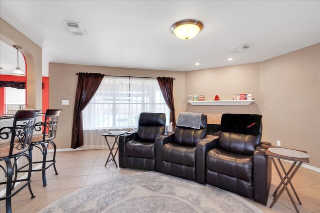 view of tiled living room