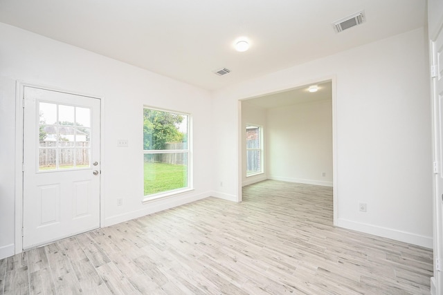 interior space with light hardwood / wood-style flooring and plenty of natural light