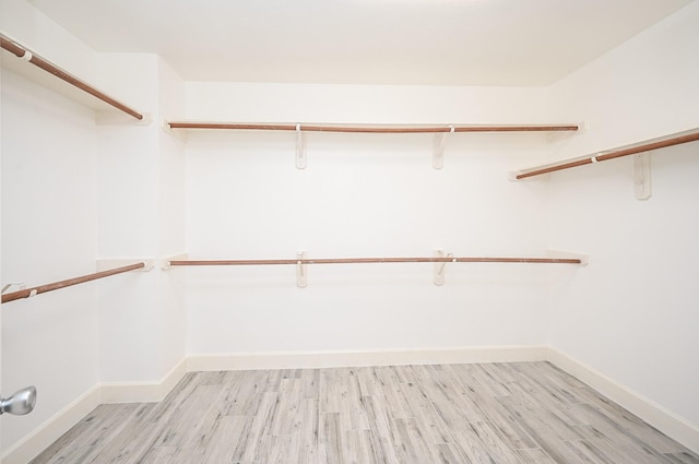 spacious closet with light hardwood / wood-style flooring