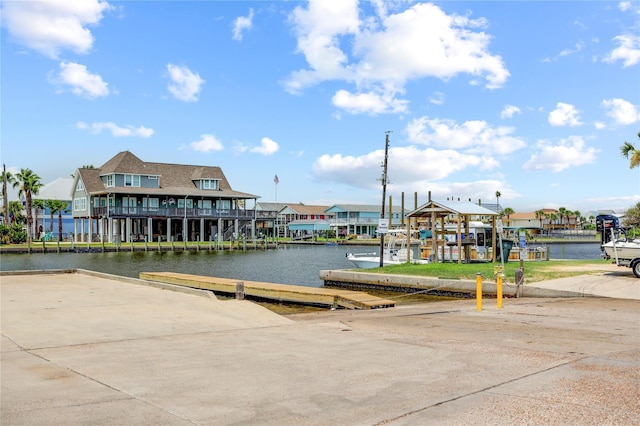 dock area featuring a water view