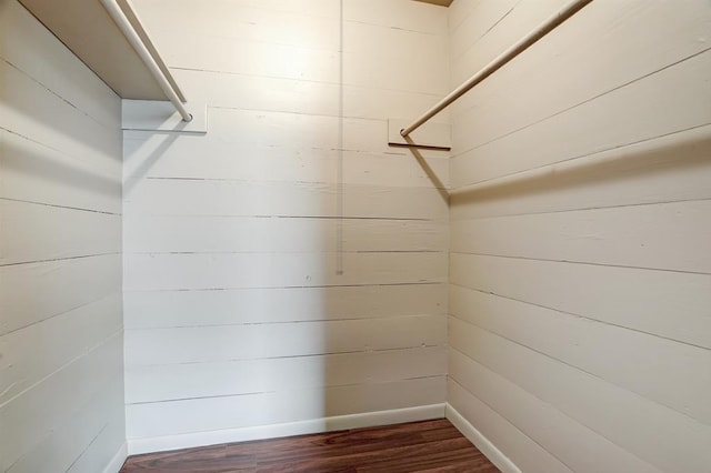 spacious closet with dark wood-type flooring