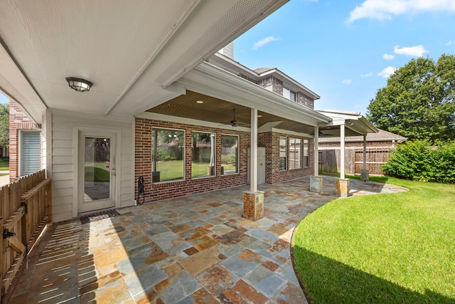 view of patio with ceiling fan