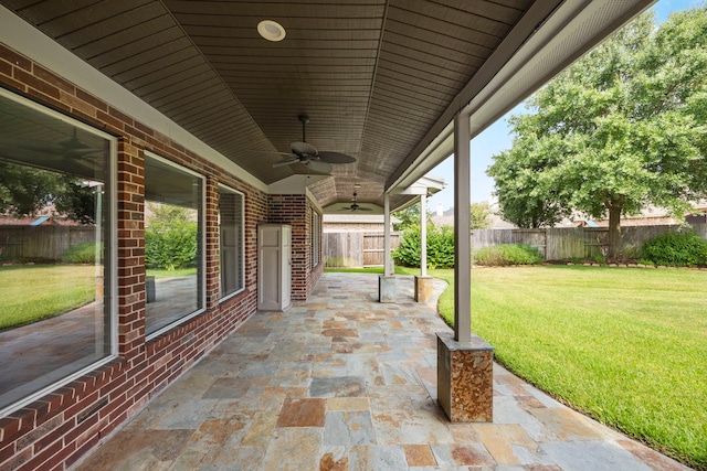 view of patio with ceiling fan