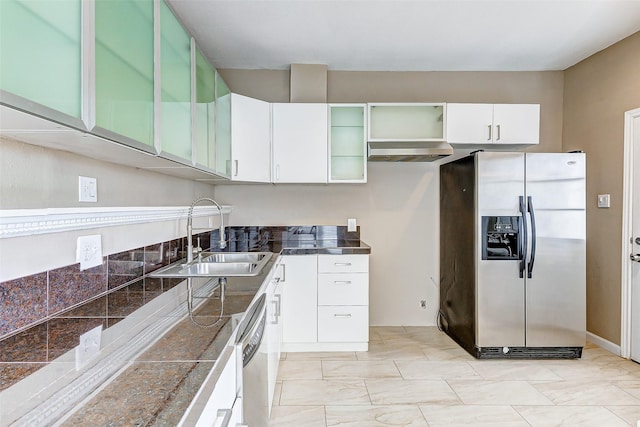 kitchen with white cabinetry, sink, and appliances with stainless steel finishes