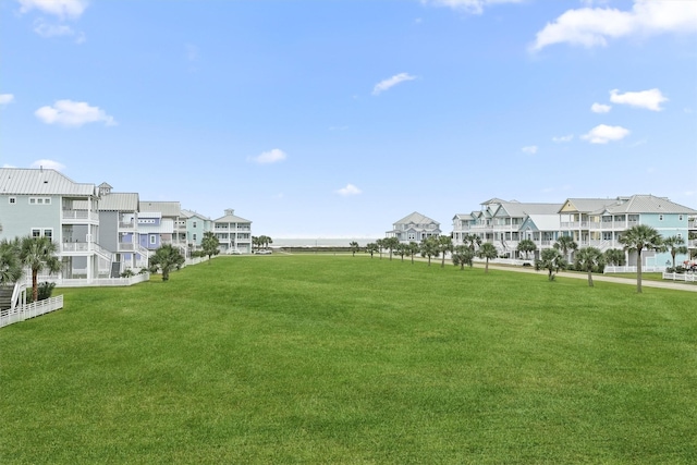 view of property's community featuring a lawn and a residential view