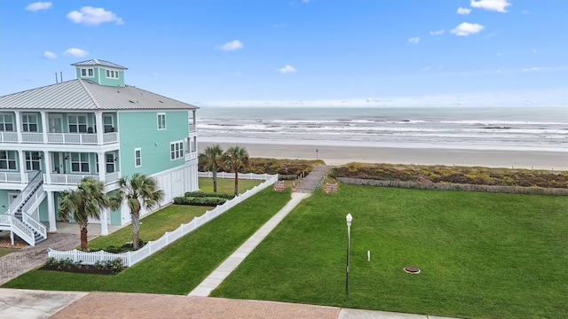 view of water feature with a view of the beach