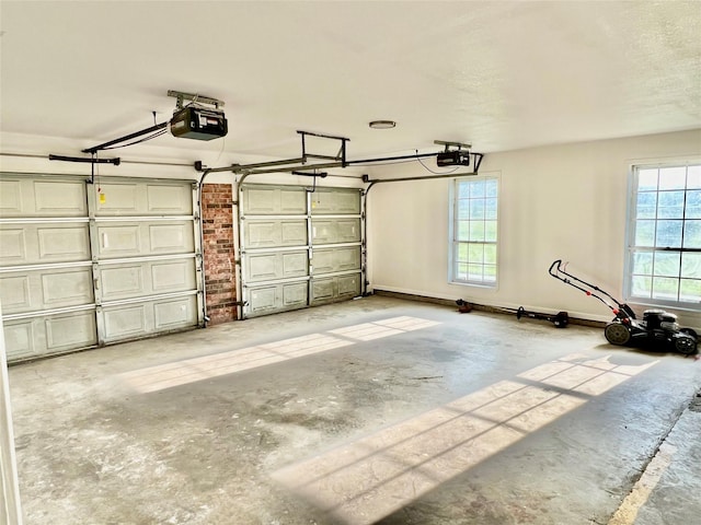 garage with a garage door opener