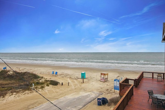 property view of water featuring a view of the beach