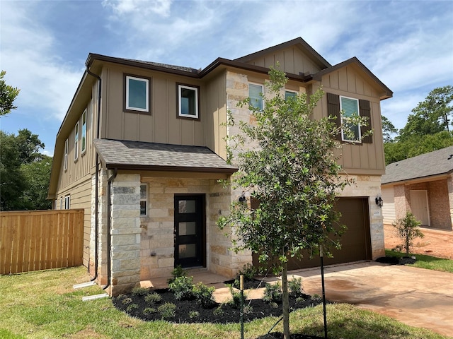 craftsman-style home featuring a garage