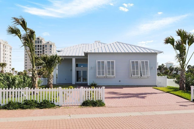 view of front of home featuring french doors