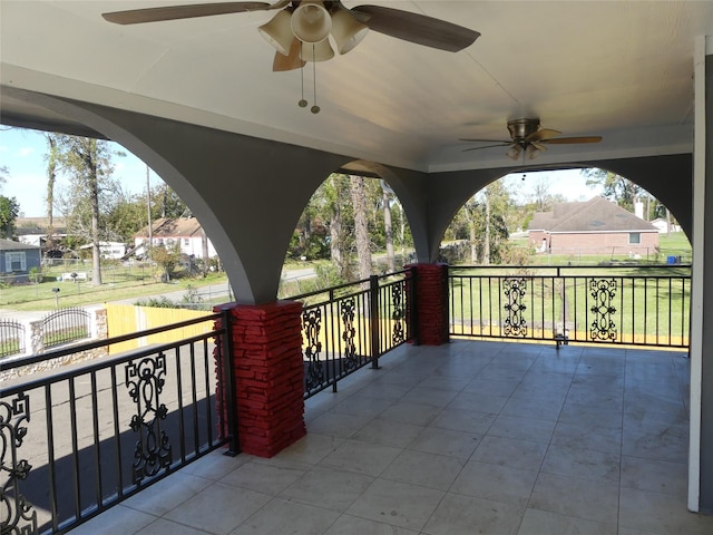 view of patio with ceiling fan