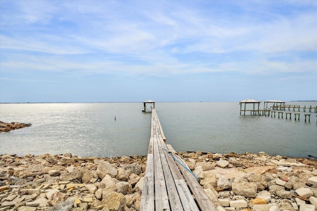 view of dock featuring a water view