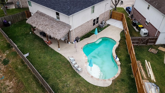 view of pool with a gazebo and a patio area