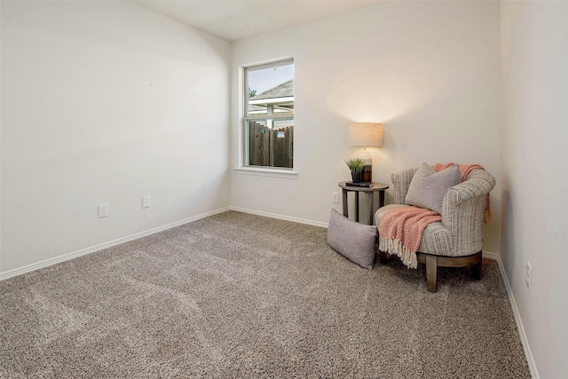 living area featuring carpet flooring