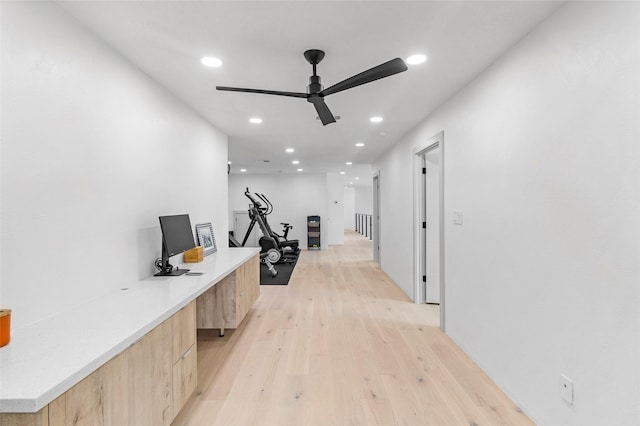 corridor featuring light hardwood / wood-style flooring