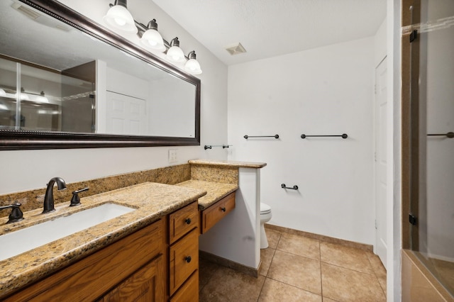 bathroom featuring tile patterned flooring, vanity, and toilet