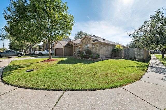 view of property exterior with a garage and a yard