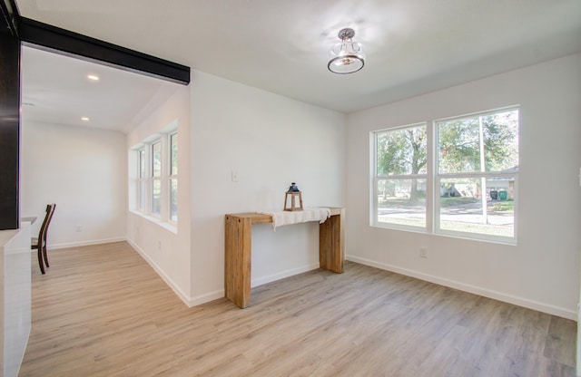 interior space with light hardwood / wood-style flooring