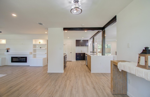 kitchen featuring dishwasher, light wood-type flooring, and sink