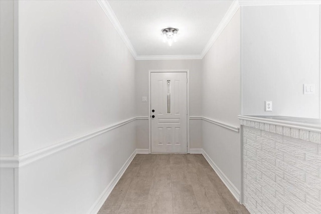 hall featuring light hardwood / wood-style flooring and crown molding