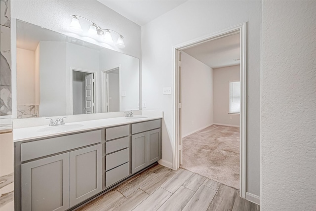 bathroom featuring hardwood / wood-style flooring and vanity