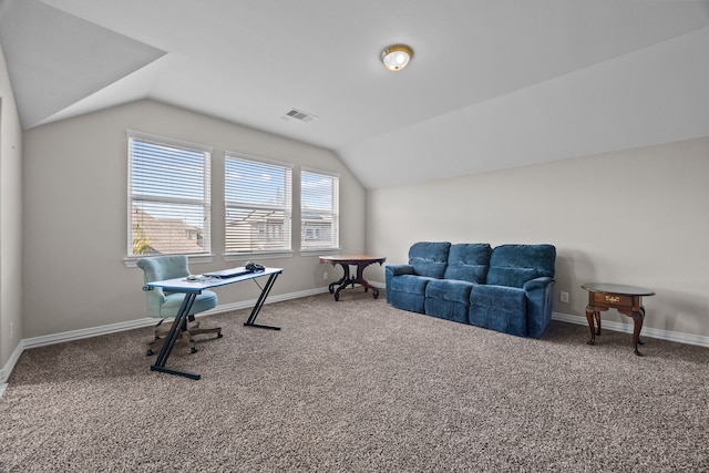 interior space featuring lofted ceiling