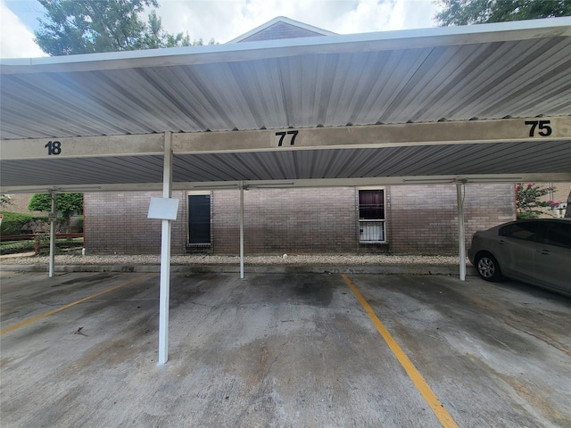 view of covered parking lot