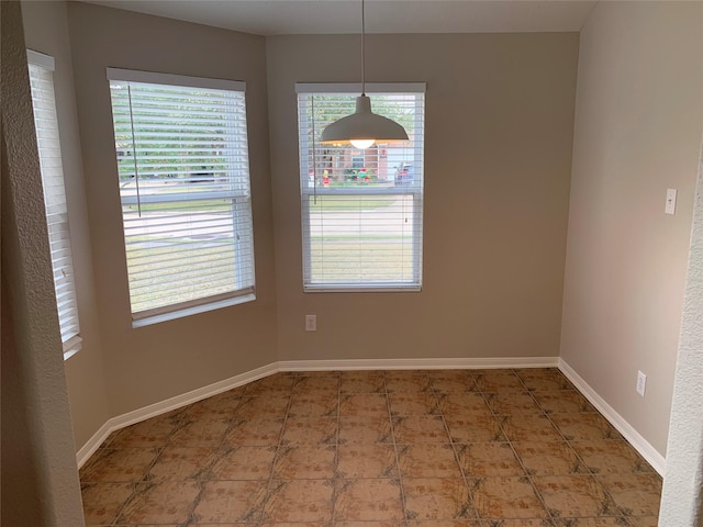 view of unfurnished dining area