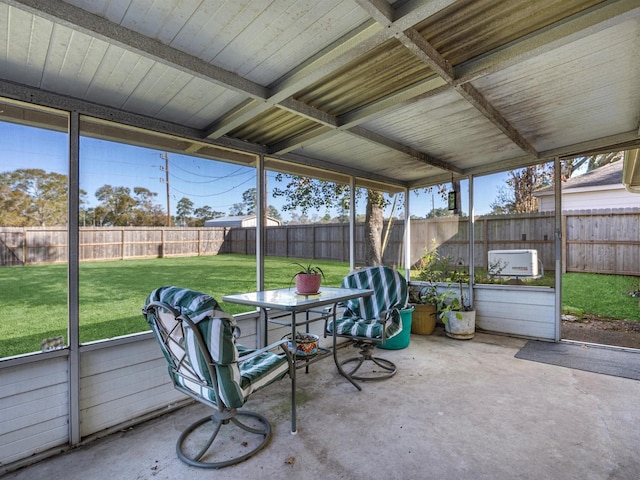 view of unfurnished sunroom