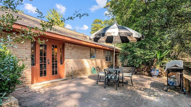 view of patio / terrace with french doors and grilling area