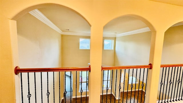 corridor with crown molding