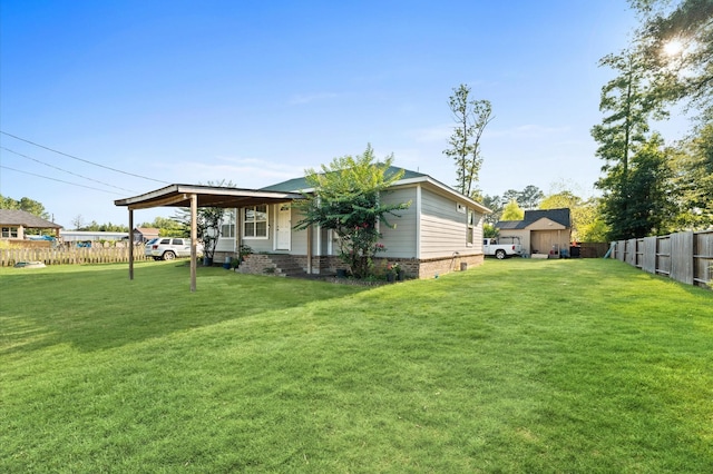 view of yard with a carport