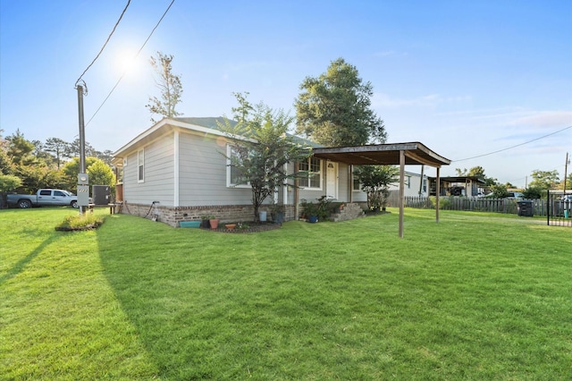 exterior space featuring a lawn