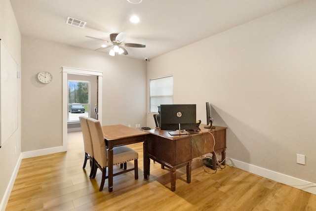 7899 US Highway 190 W, Livingston, TX 77351 - home office with light wood-type flooring, baseboards, and a ceiling fan