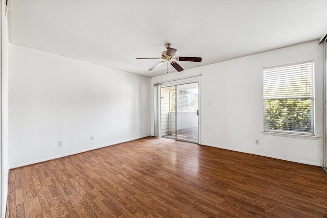 unfurnished room featuring ceiling fan and wood-type flooring