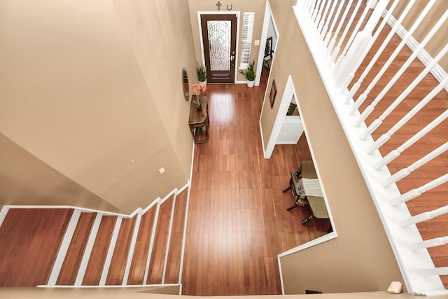 foyer entrance with wood-type flooring